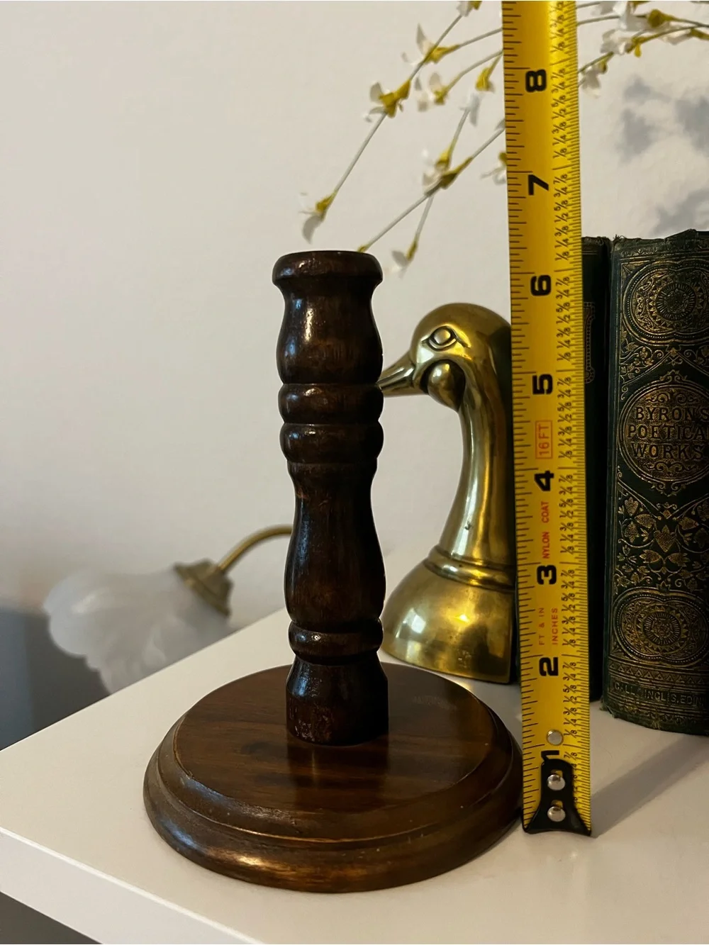 Vintage Turned Wood Candlestick Holder